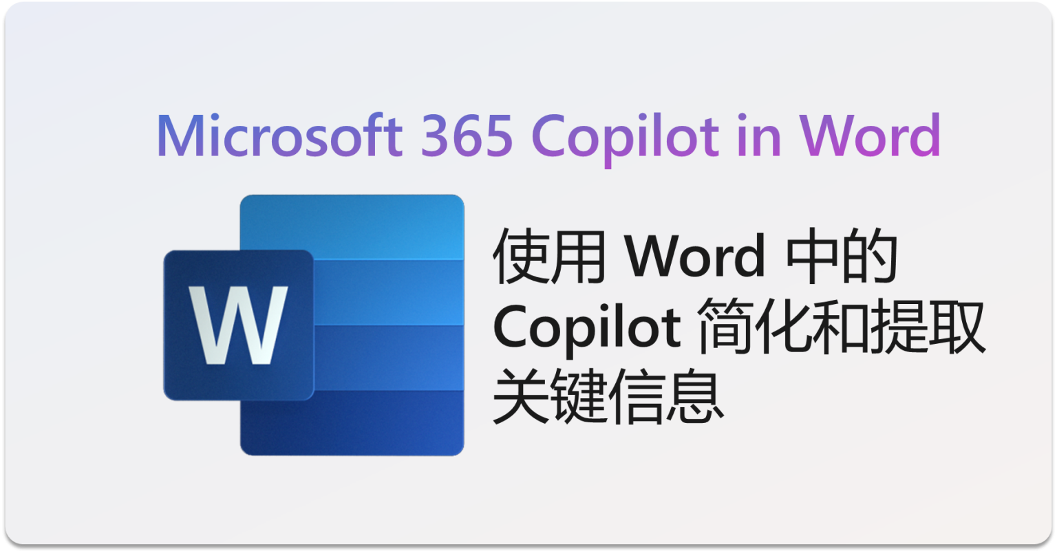 使用 Word 中的 Copilot 简化和提取关键信息